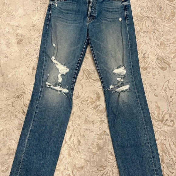 Mother the Trickster Skimp Fray in Thrill Seeker Distressed Denim Jeans 27 - Picture 6 of 16